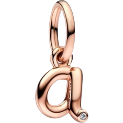 Pandora Letter A Script Alphabet Dangle Charm - Rose Gold/Transparent