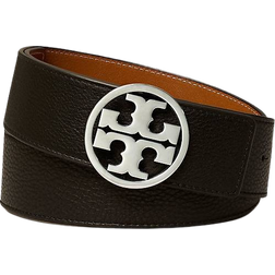 Tory Burch 1.5" Miller Reversible Belt - Black/Classic Cuoio/Silver