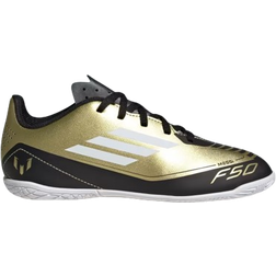 adidas Junior F50 Club Messi Indoor Soccer - Gold Metallic/Cloud White/Core Black