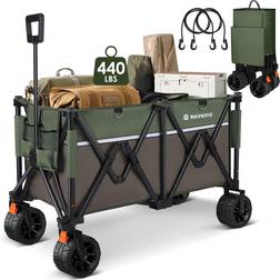 Raynesys Festival Trolley Heavy Duty, 200KG 200L Folding Trolley on Wheels, Collapsible Trolley for Camping, Sports, Shopping, Army Green Brown