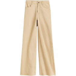 H&M Wide Twill Trousers - Beige