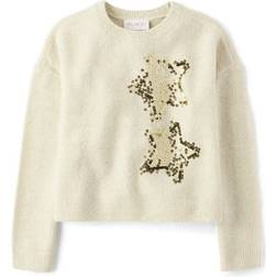 The Children's Place Girls Sequin Star Sweater Bunnys Tail Polyester/Acrylic/Spandex