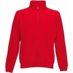 Fruit of the Loom Classic Zip Neck Sweat - Red