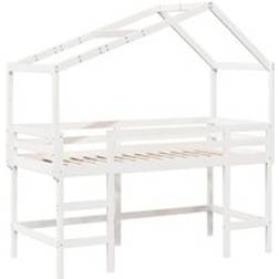 vidaXL Loft Bed with Ladder and Roof Solid Wood Pine