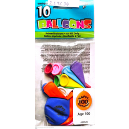 Unique Party Latex Balloons 100th Birthday 10-pack