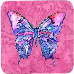 Carolines Treasures Butterfly On Pink Foam Coaster 4