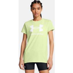 Under Armour Maglia a Maniche Corte Rival Logo Retro Verde/Bianco