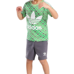 adidas Infant Originals Mono All Over Print T-shirt/Shorts Set - Green/Grey (IW0743)