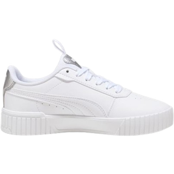 Puma Girl's Carina 2.0 Pop-Up Metallics Sneakers - White/Matte Silver/Silver