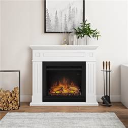 Tagu Larsen Electric Fireplace Pure White Complete Suite UK Plug