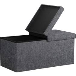 Casaria Foldable Dark Grey Linen Banc de Rangement 80x40cm