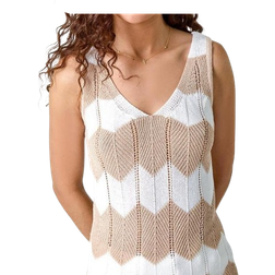 Roman Chevron Stripe Knit Top - Natural