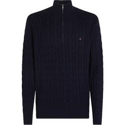 Tommy Hilfiger Quarter Zip Cable - Navy Blue Dark Blue