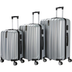 Royalty Line Travel Suitcase Set of 3 - Silver