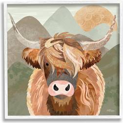 Stupell Industries Highland Cattle White Framed Art 12x12"