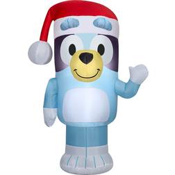 Gemmy Christmas Airblown Inflatable Bluey in Santa Hat Bluey, 3.5 ft Tall, Blue