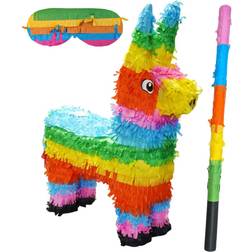 Quickdraw Piñatas Rainbow Donkey Childrens Birthday Party Traditional Novelty Game with Bashing Stick & Blindfold