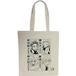 ABYstyle Demon SLAYER toteväska Tanjiro, Nezuko, Zenitsu och Inosuke S2, Beige färg, Dimensions 38 x 42 cm