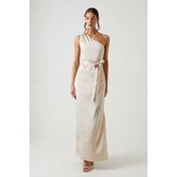 Oasis One Shoulder Satin Maxi Bridesmaid Dress Champagne