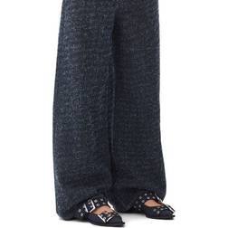 Ganni Denim Feminine Buckle Ballerinas Shoes in Dark Navy Responsible Cotton Women's