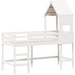 vidaXL Loft Bed with Ladder and Roof Solid Wood Pine