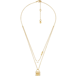 Michael Kors Precious Pavé Lock Layered Necklace - Gold/Transparent