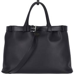 Prada Buckle Leather Bag With Belt - Black