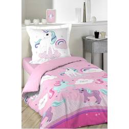 Douceur D Interieur Parure De Couette Licorne Rose 140x200 55.1x78.7"