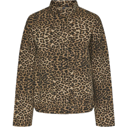 Pieces Ginger Leopard Denim Jacket - Black