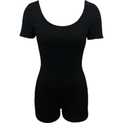 Shein Lune Women's Short Sleeve Square Neck Unitard Jumpsuit