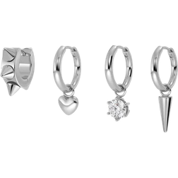 Edblad Peak Hoops One Heart - Silver/Transparent