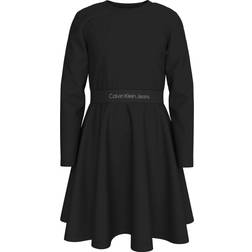 Calvin Klein Flared Punto Logo Dress - Black (IG0IG02666-BEH)