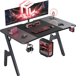 Gaming Desk Computer Gaming Table w/ Mouse Pad Cup Holder & Headphone Hook - Black, 1400x600x740mm