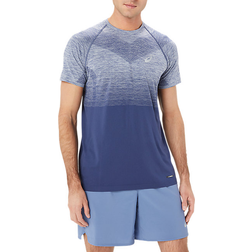 Asics Men's Short Sleeve Seamless Top - Denim Blue/Thunder Blue