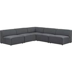 modway Mingle Contemporary Modern Gray Sofa 106" 5 5 Seater