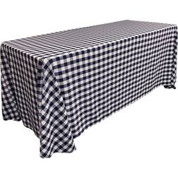 LA Linen Gingham Tablecloth Grey, Blue, White (396.2x228.6cm)
