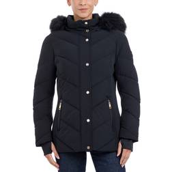 Michael Kors Women's Faux-Fur-Trim Hooded Puffer Coat - Black