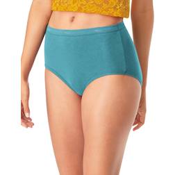 Hanes Women's Cotton Brief Underwear, Moisture-Wicking, 6-Pack Assorted