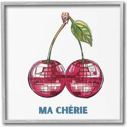 Stupell Industries Ma Cherie Cherries Gray Framed Art 12x12"