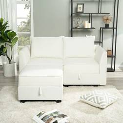Ebern Designs Mansor Modern White Down Sofa 61.2" 2pcs 2 Seater