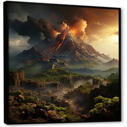 Design Art Volcano Volcanic Wilderness II Black Framed Art 36x36"