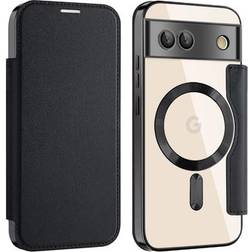 MTP Products Google Pixel 8a Flip Hülle Mit Kartenfach MagSafe Kompatibel Schwarz