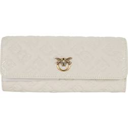 Pinko Leather Wallet with Style Code - Blanc/Blanc/Antique