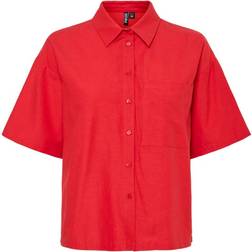 Pieces Milano Short Sleeved Shirt - Poppy Red