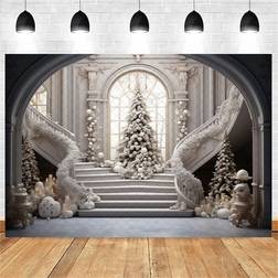 Backdrop Professional Store Staircase White Christmas Tree Photo Background