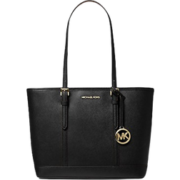 Michael Kors Jet Set Travel Small Saffiano Leather Top Zip Tote Bag - Black