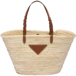 Prada Woven Shopping Bag - Beige/Cognac