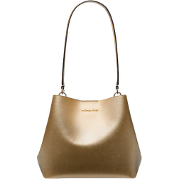 Michael Kors Pratt Medium Metallic Shoulder Bag - Pale Gold