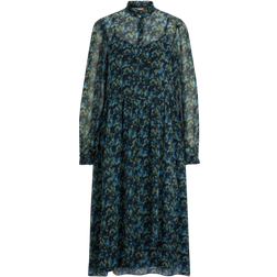 HUGO BOSS Dusica Midi Dress - Black/Light Blue/Olive