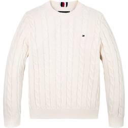 Tommy Hilfiger Boy's Cable Knit Crew Neck Jumper - Ivory Petal (KB0KB09418Z00)